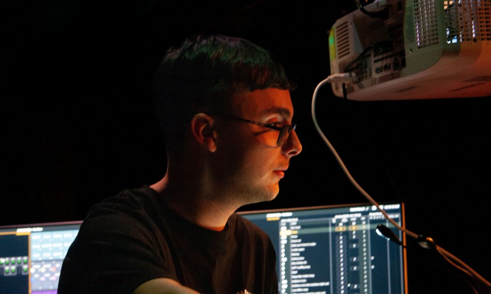 Matt Goldsbro working at the TAPAC technical desk